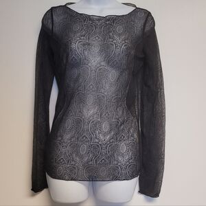 Armani Collezioni Black Sheer Blouse Size 6